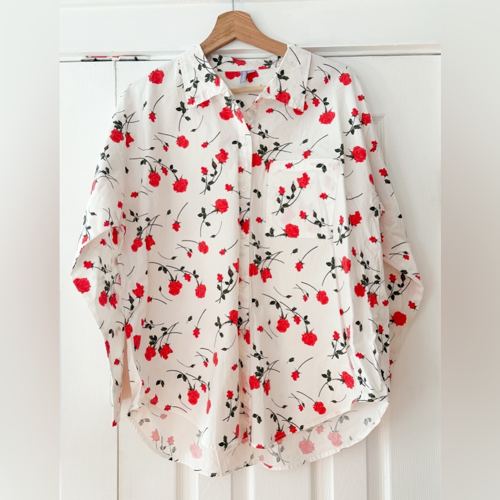 Florence by Mills Couch Date Floral Cotton Sleep Shirt Size Small NWOT
